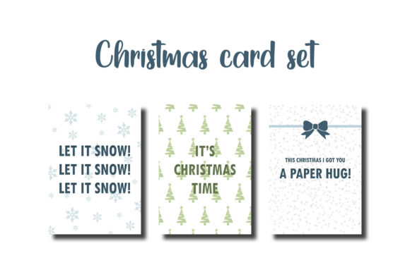 Christmas Cards Set - 3 Cards: Festive Illustrations