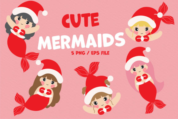 Christmas Cartoon Little Mermaids Illustrations Review