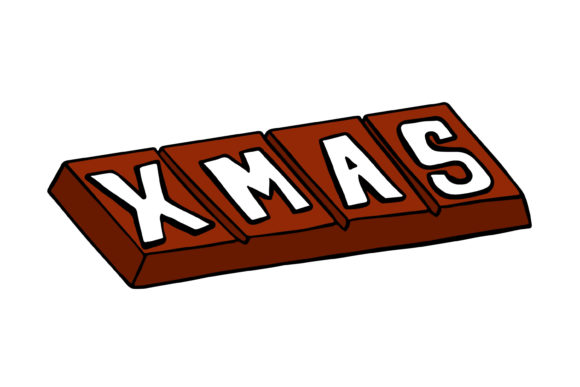 Christmas Chocolate Bar Cartoon Sticker: Festive Illustrations