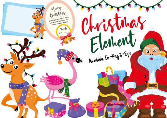 Christmas Element Sticker Planner Bundle: Festive Illustrations