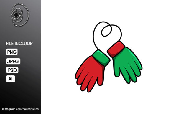 Christmas Gloves Cartoon Illustration for Holiday Designs