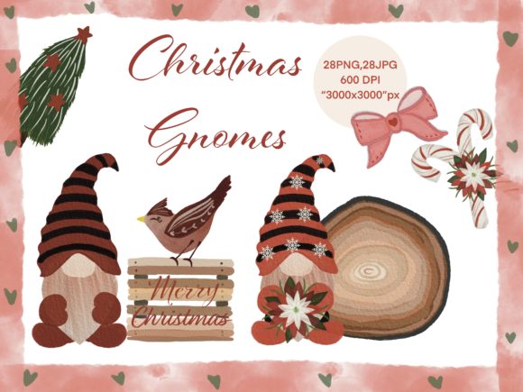 Christmas Gnomes Watercolor Png,Jpg: Festive Illustrations