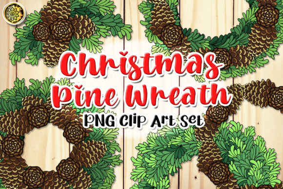 Christmas Pine Wreaths PNG Clipart Set: Illustrations for Sellers