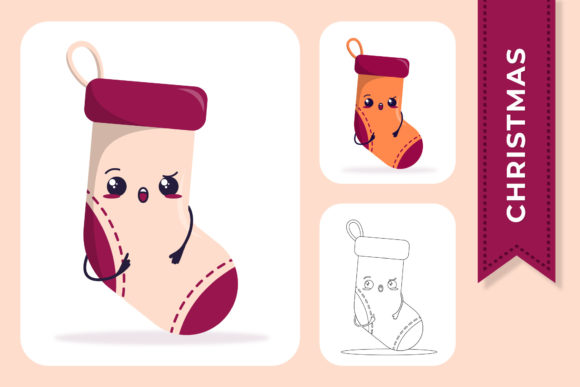 Christmas Socks Cute Kawaii Graphic: Festive Illustrations