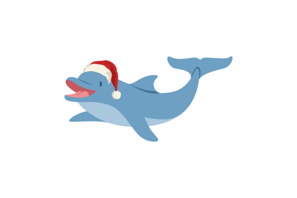 Dolphins in Christmas Hats: Festive Illustrations