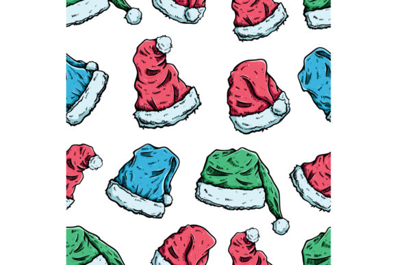 Hand Draw Christmas Hat Seamless Pattern Illustrations