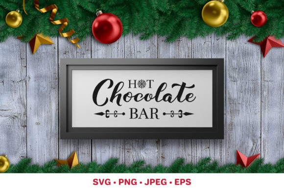 Hot Chocolate Bar Retro Sign: Festive Illustrations