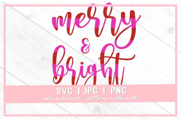 Merry Bright Stripe Pink Christmas SVG: Fresh Illustrations