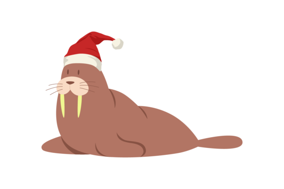 Seals in Christmas Hats: Festive Illustrations