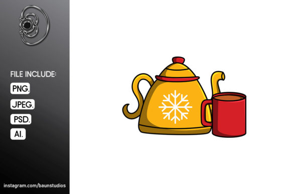 Teapots Christmas Illustrations for Festive Blog Graphics