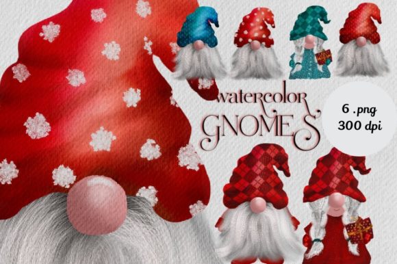 Watercolor Cute Christmas Gnomes: Festive Illustrations
