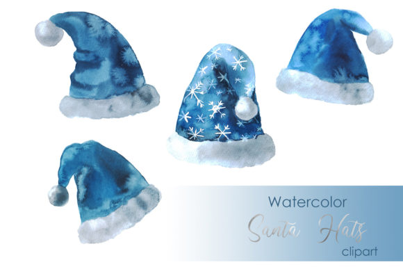 Watercolor Santa Hats: Festive Illustrations